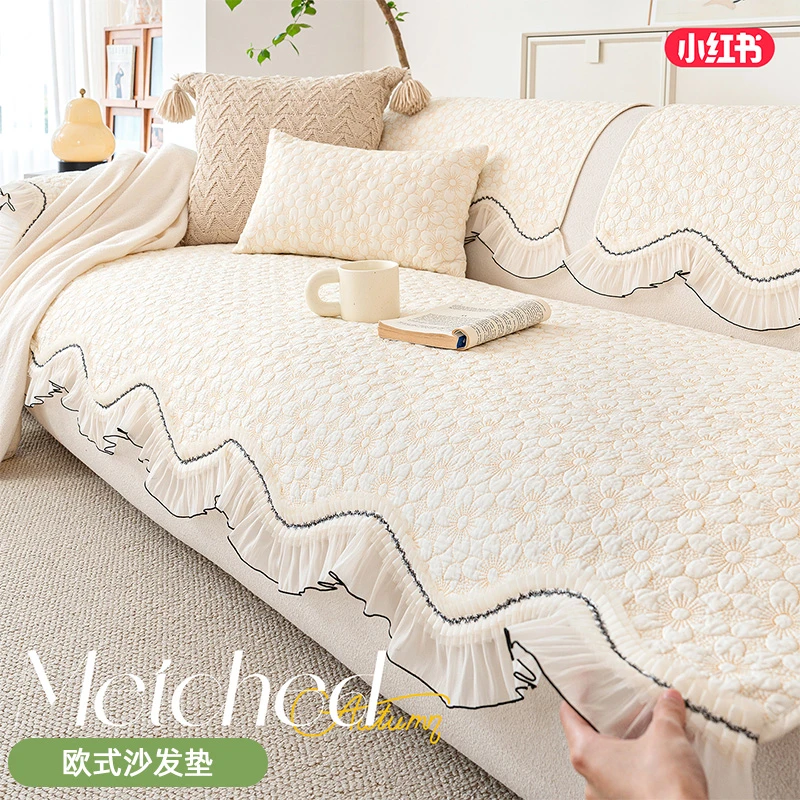 纯棉沙发垫四季通用2025新款固定防滑垫子全棉座垫田园沙发套罩布