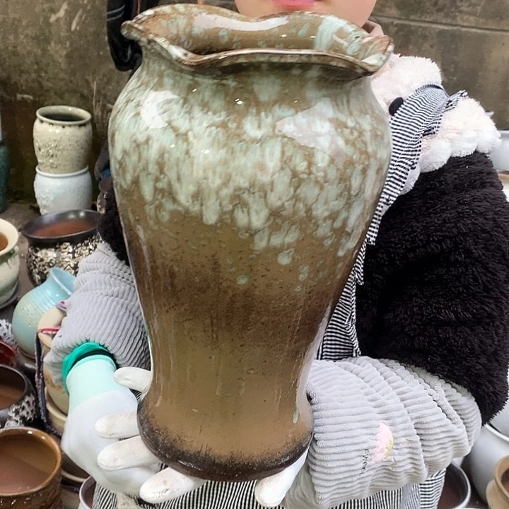 紫砂花盆瑕疵口17高30瑕疵