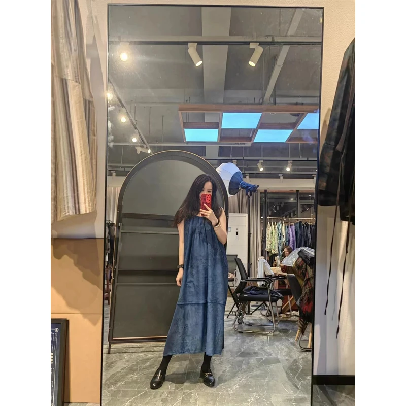 华夫格吊带连衣裙21044