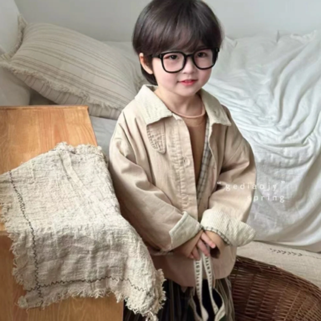 【编号S419】G85029-34-儿童拼接条绒韩版外套杏色-GDJY