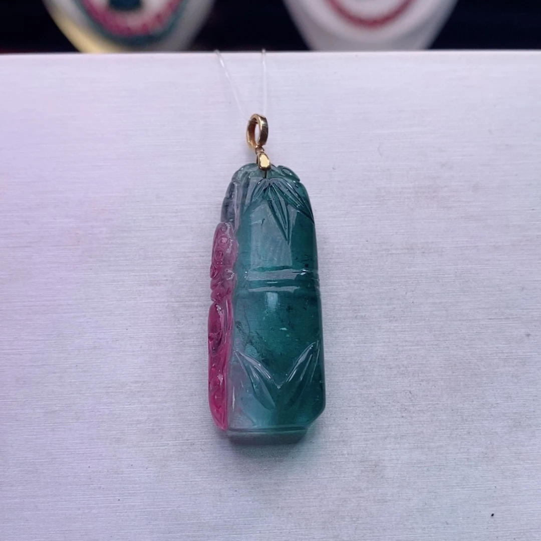 颈饰18K金镶嵌碧玺碧玺A吊坠