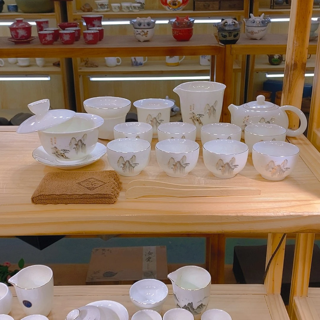 【不止】羊脂玉瓷茶具套装