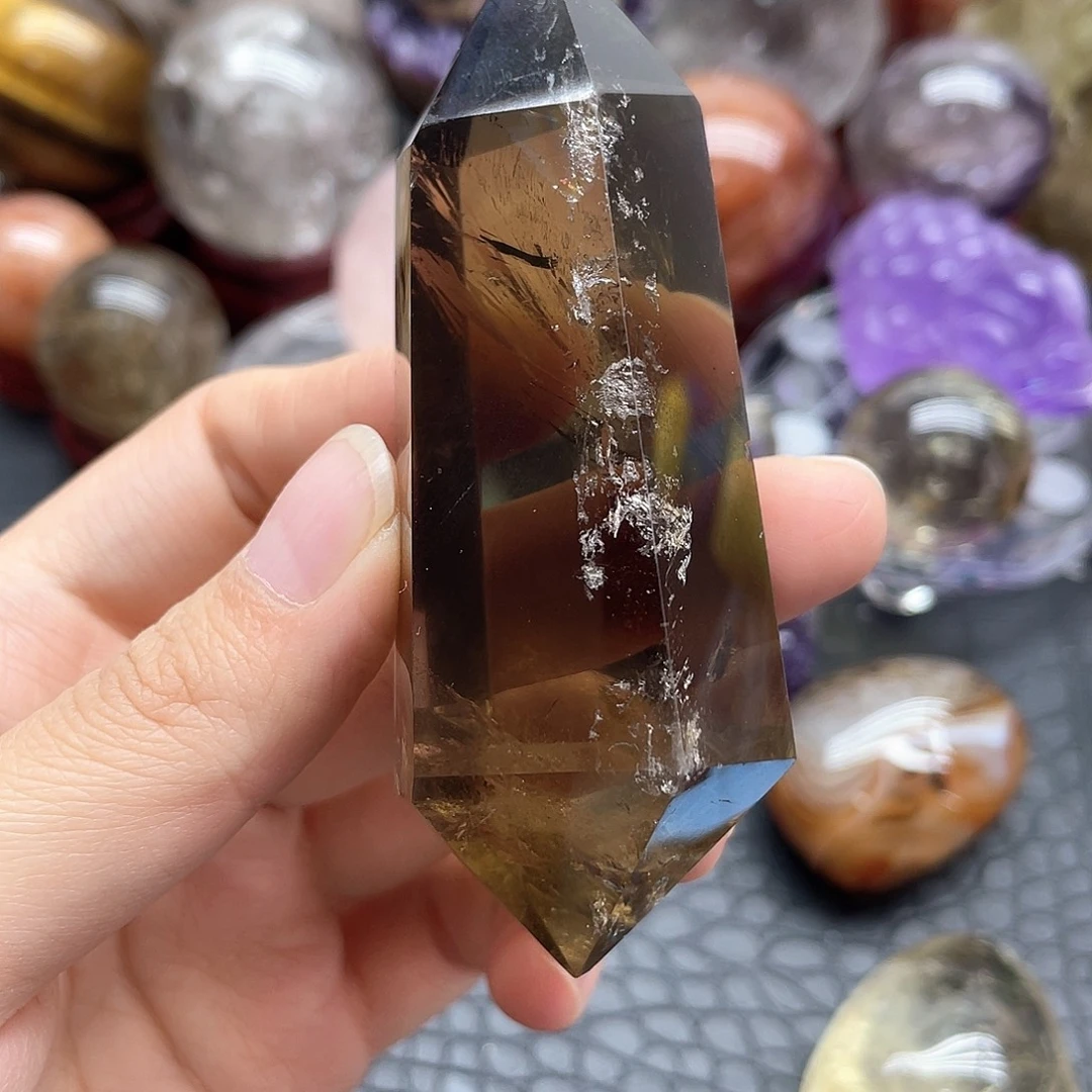 水晶未镶嵌珠宝半成品96黄水晶双尖放漏