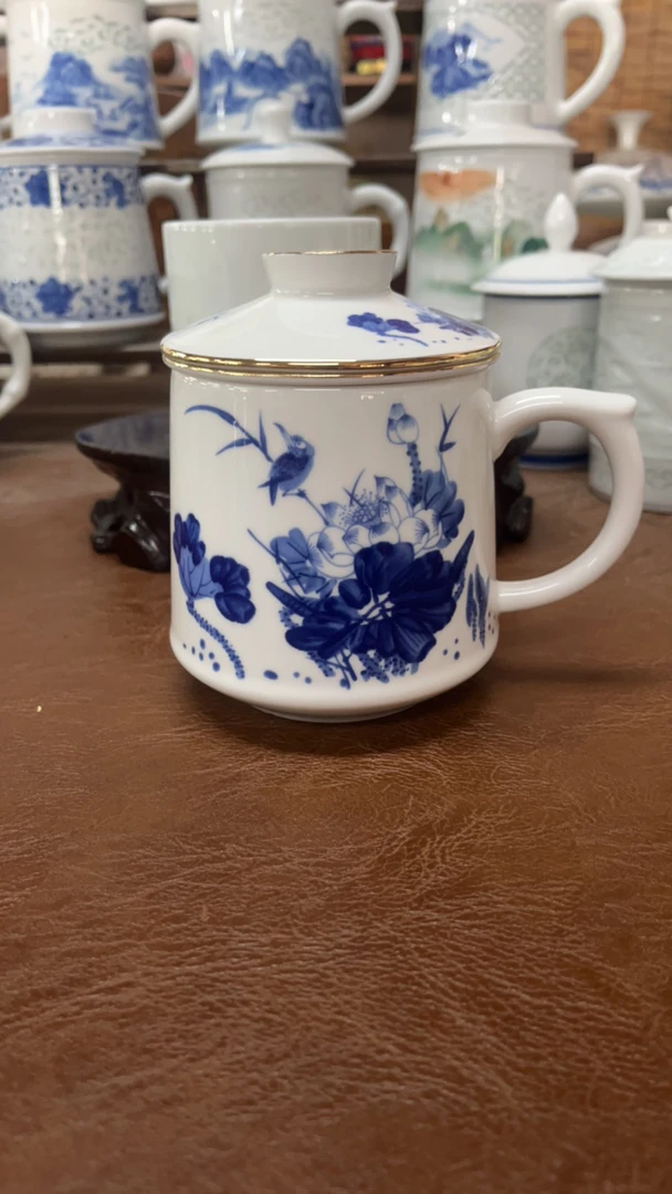 陶瓷茶杯茶水分离可过滤带盖适合办公家用个人泡茶杯