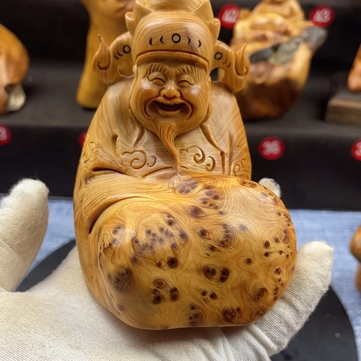 柏木（崖柏）财神手把件