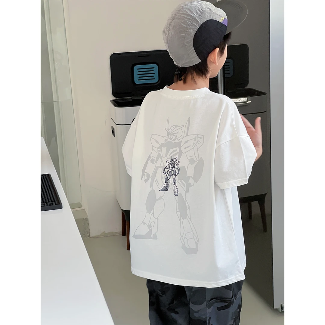 Q【派町现货】夏装儿童韩版时尚后背变形金刚印花休闲短袖T恤CC1103