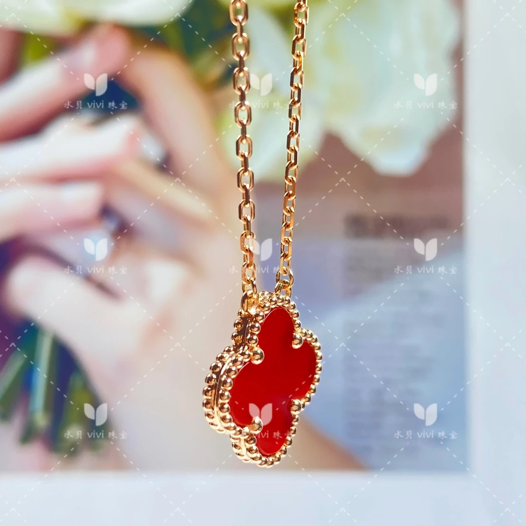 18K金卡链红玛瑙单花套链（多样性发其一）