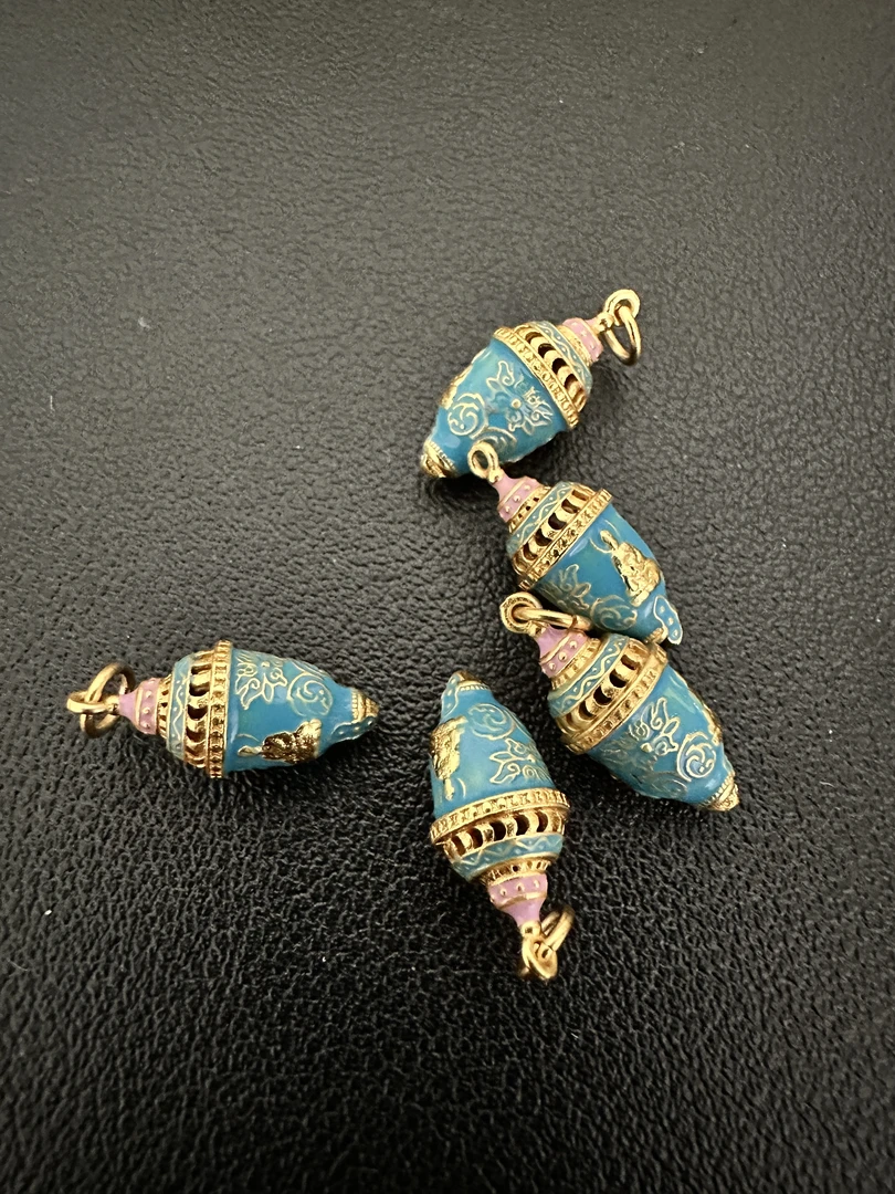 铜合金手工DIY饰品配件 隔珠 隔片 珐琅小吊坠链接【A01-A200】