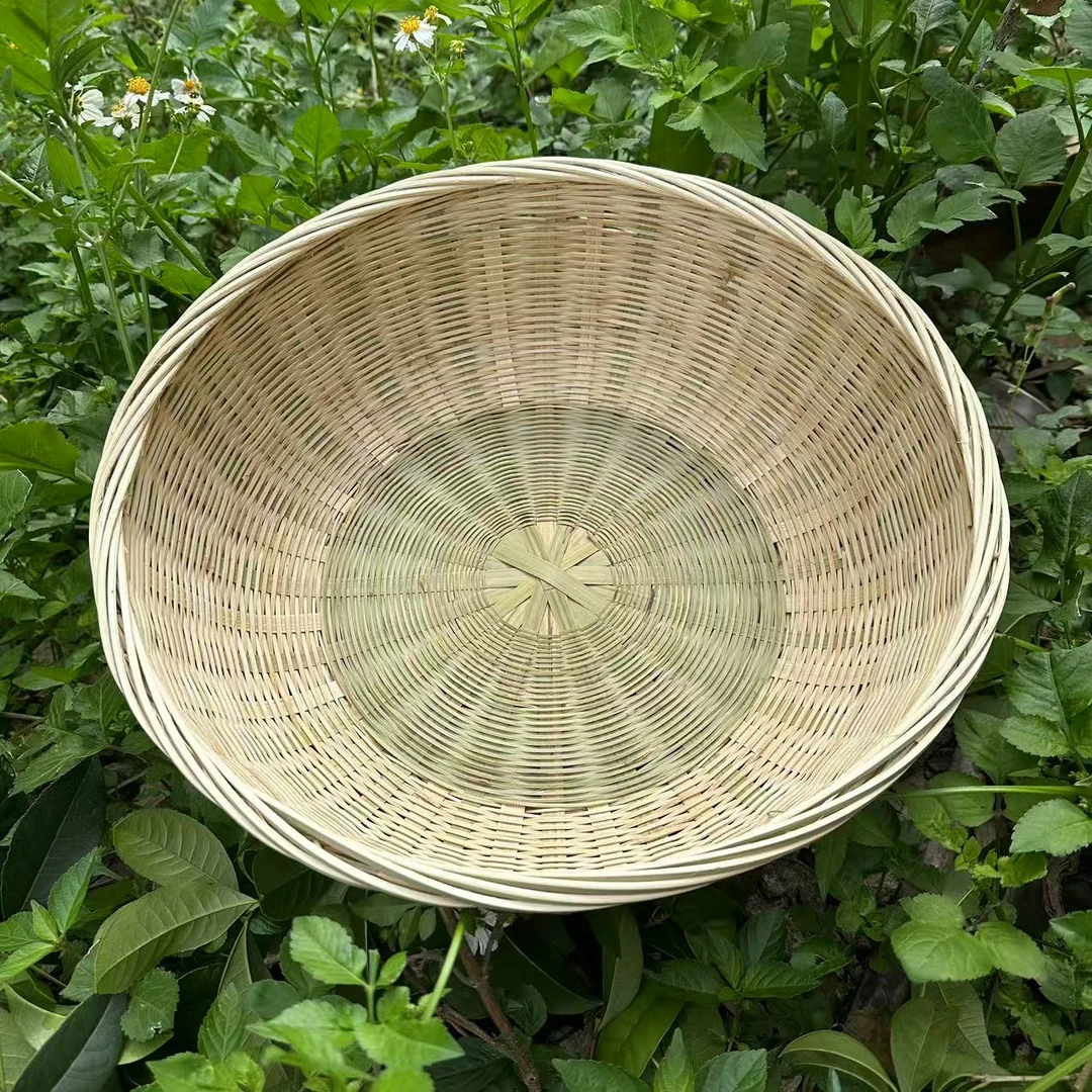 加大35厘米 竹皮编织馒头筐 洗菜沥水收纳篮 环保健康纯手工编篮