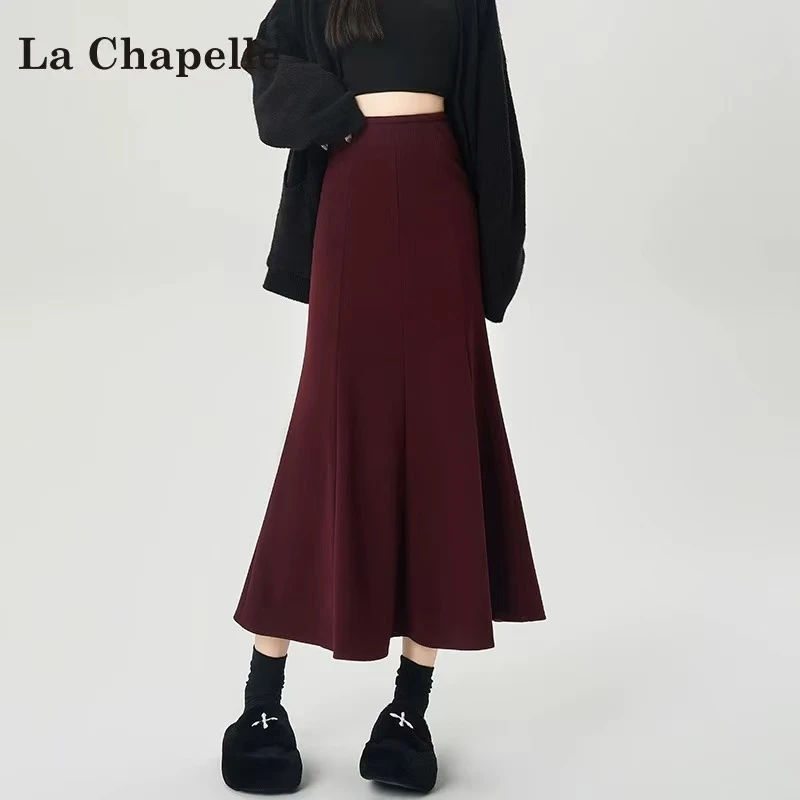 秋季咖色鱼尾半身裙常规春秋款加绒加厚款鱼尾裙高腰0087