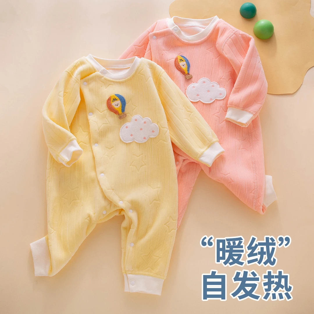 【直播专享】婴儿连体衣秋冬款加绒德绒保暖可爱卡通新生宝宝冬装