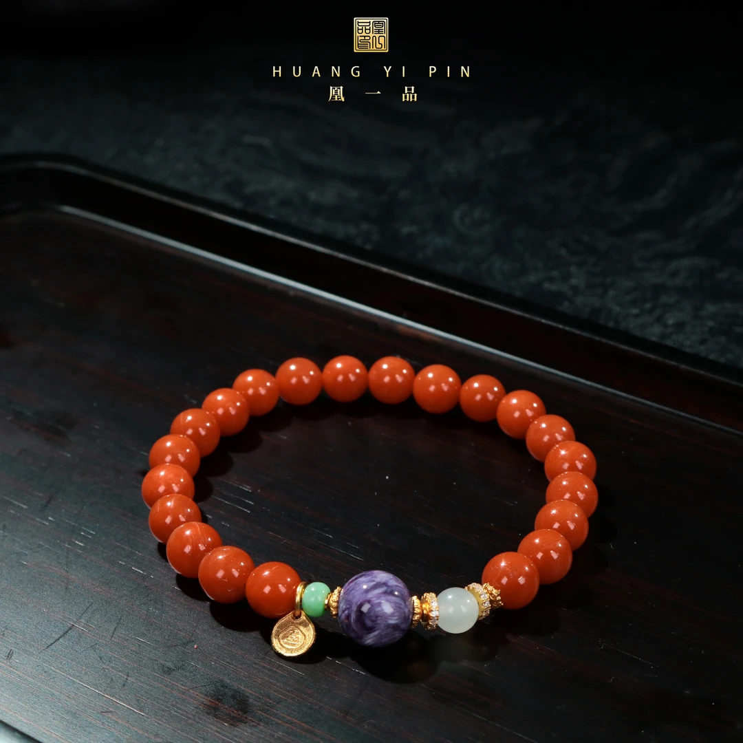 【凰一品】南红紫龙晶DIY款手串S925银