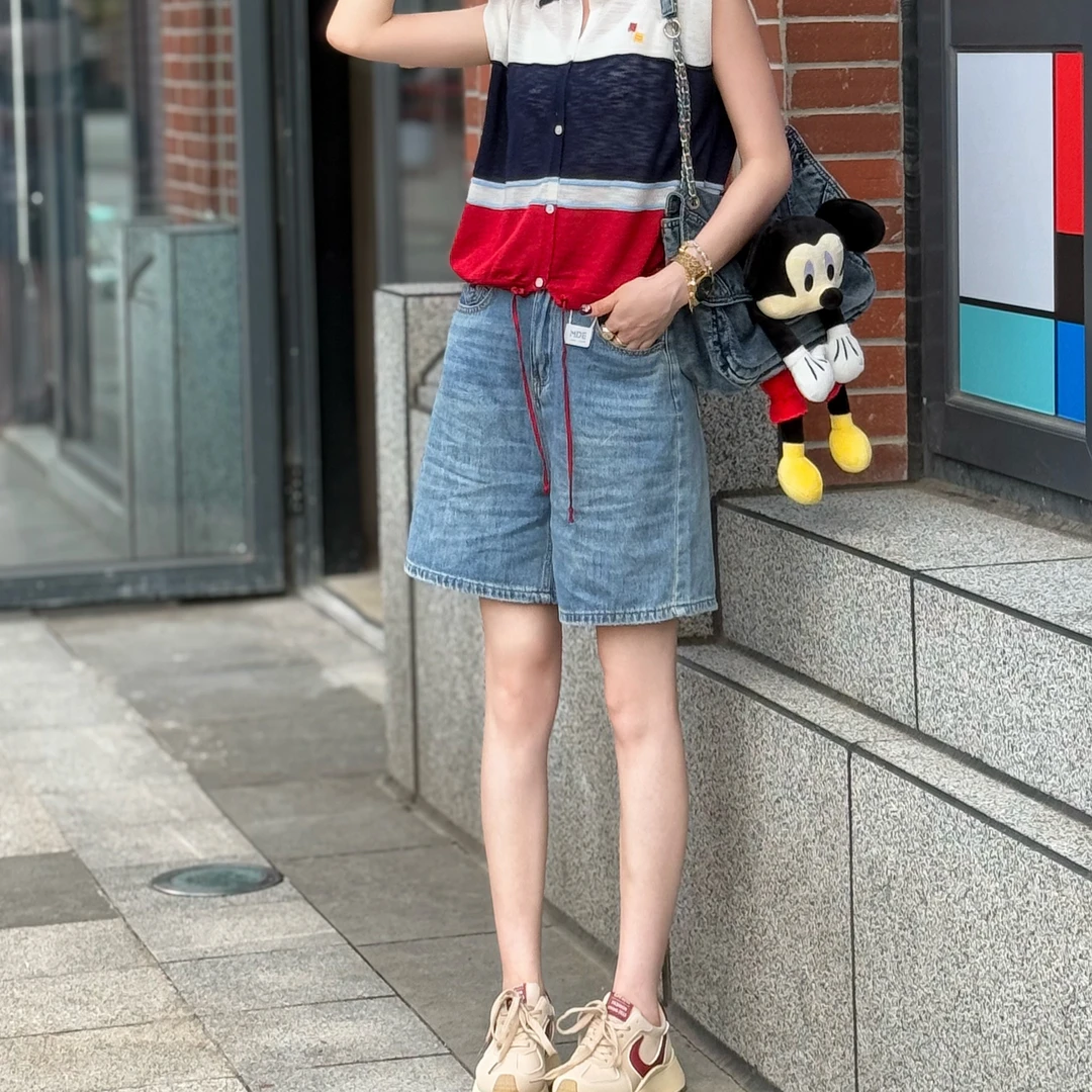 韩版时尚直筒牛仔五分裤108