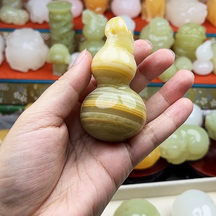 爱***鱼石材葫芦手吧摆件
