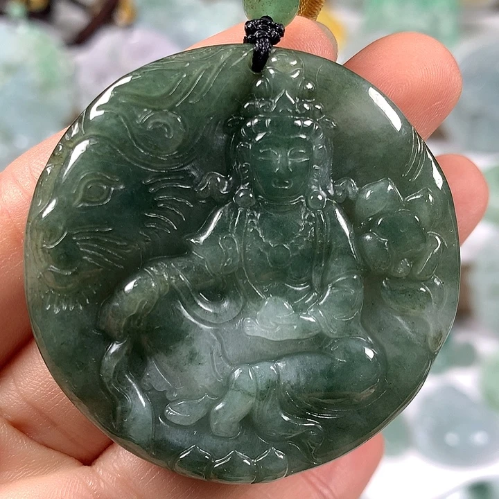 翡翠未镶嵌颈饰文殊菩萨福利