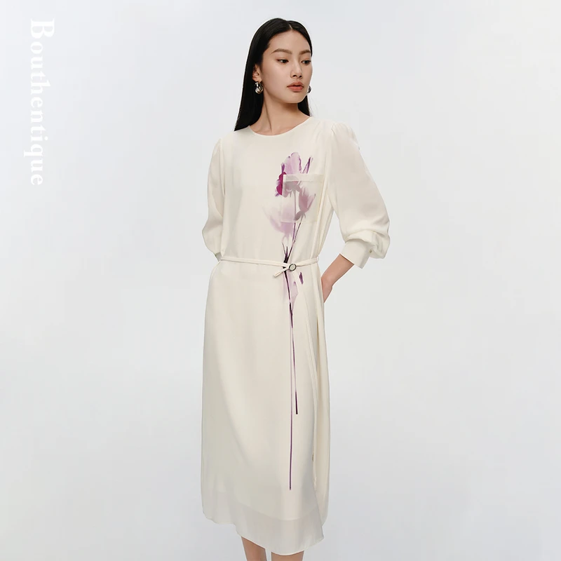 【粉丝专属】Bouthentique6A级桑蚕丝遮肉长袖连衣裙225131D1S28