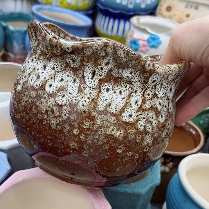 多肉绿植陶瓷花盆9.9包邮，有孔