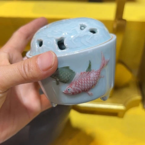 蜜安罐瓷香炉锡茶则