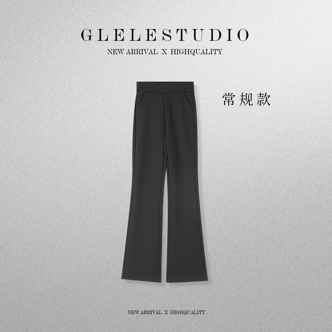 Glele私服「韩漫超模裤」550克秋冬气质显瘦高腰包臀微喇裤