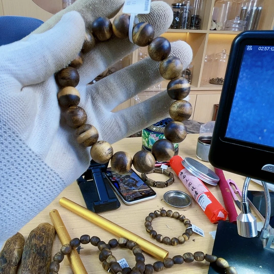 沉香碎屑沉香红骨圆珠单圈1.2/13克/多样性发一