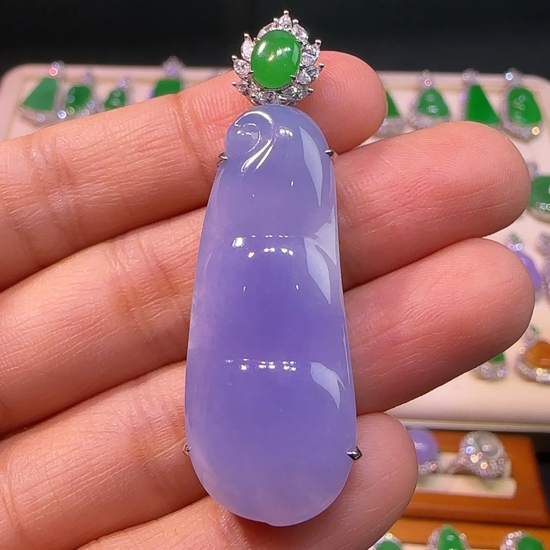 翡翠18K金镶嵌吊坠(不含链)