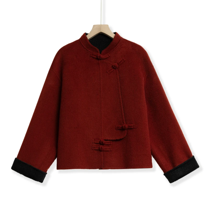 时尚百搭新中式盘扣毛呢外套4142-354-A653