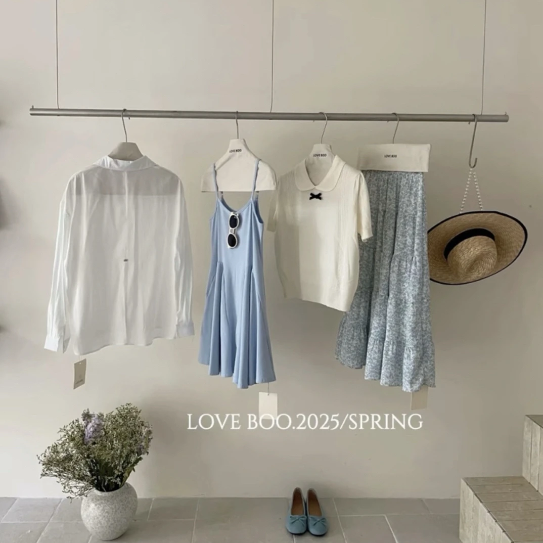 在韩 秋季新款上衣集合链接 蓝灰夹色开衫