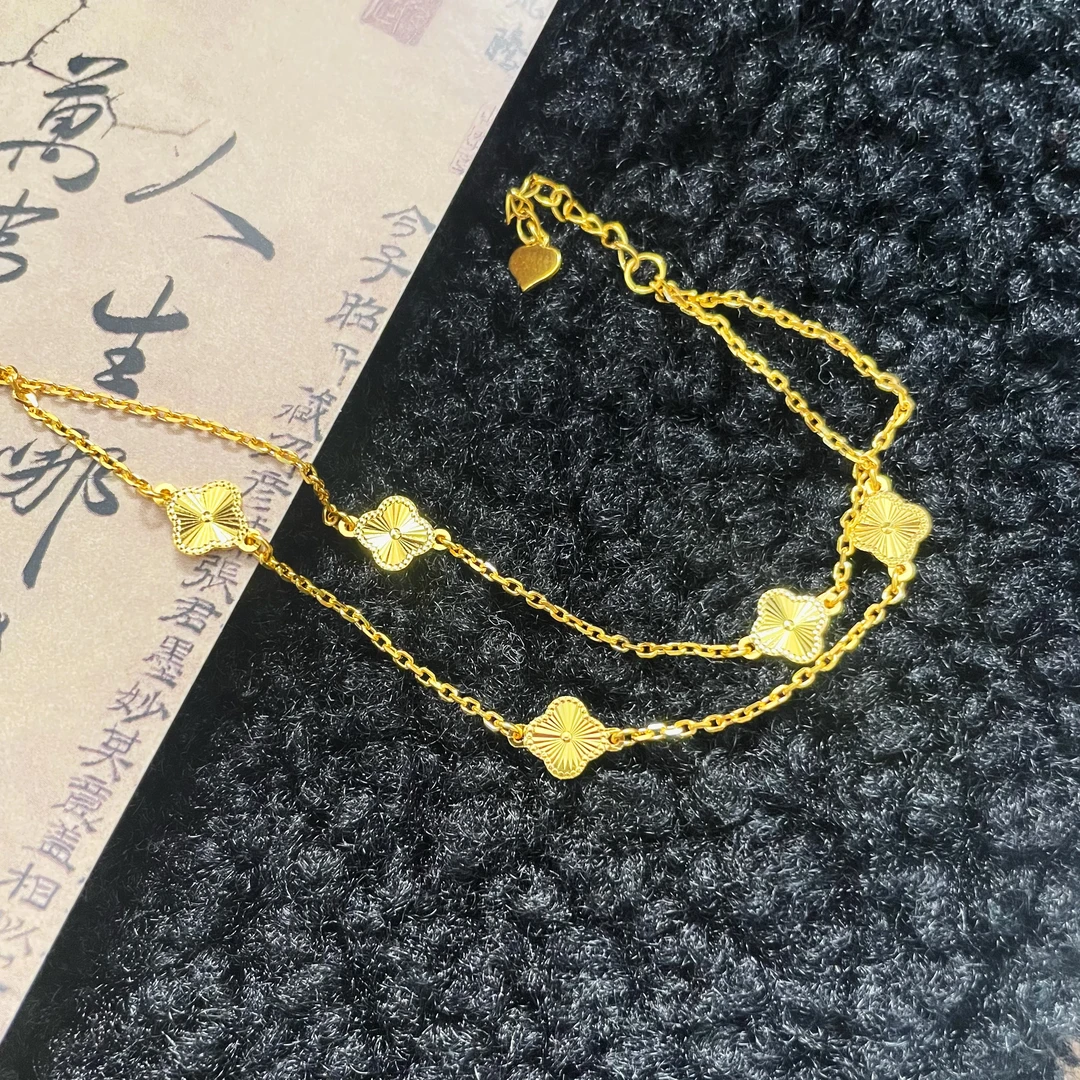 【小鹏黄金】足金999双层四叶草5G工艺手链5.13