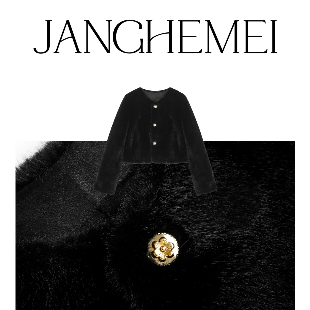 JANGHEMEI【加厚皮毛短款外套】保暖短外套 W12342M34