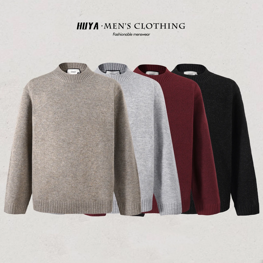 虎牙兄弟爆款绵羊毛针织衫男2025冬聚热保暖新年红圆领毛衣DC1610