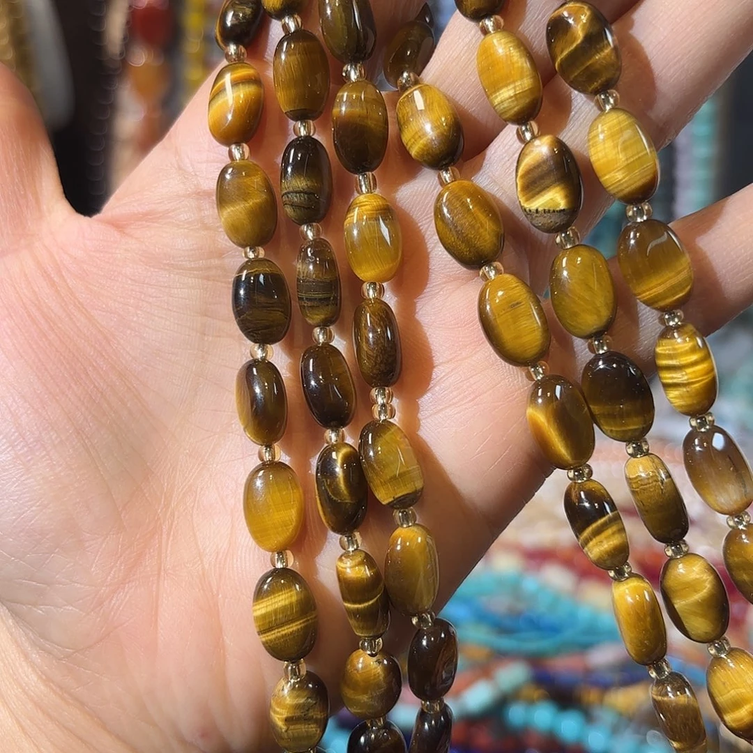 玛瑙/玉髓未镶嵌珠宝半成品虎眼土豆8-12一条