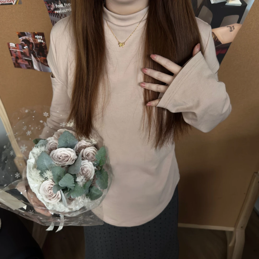 盈盈&南岛风针织打底衫春秋胖mm遮肚子显瘦内搭T恤上衣ZYY1471