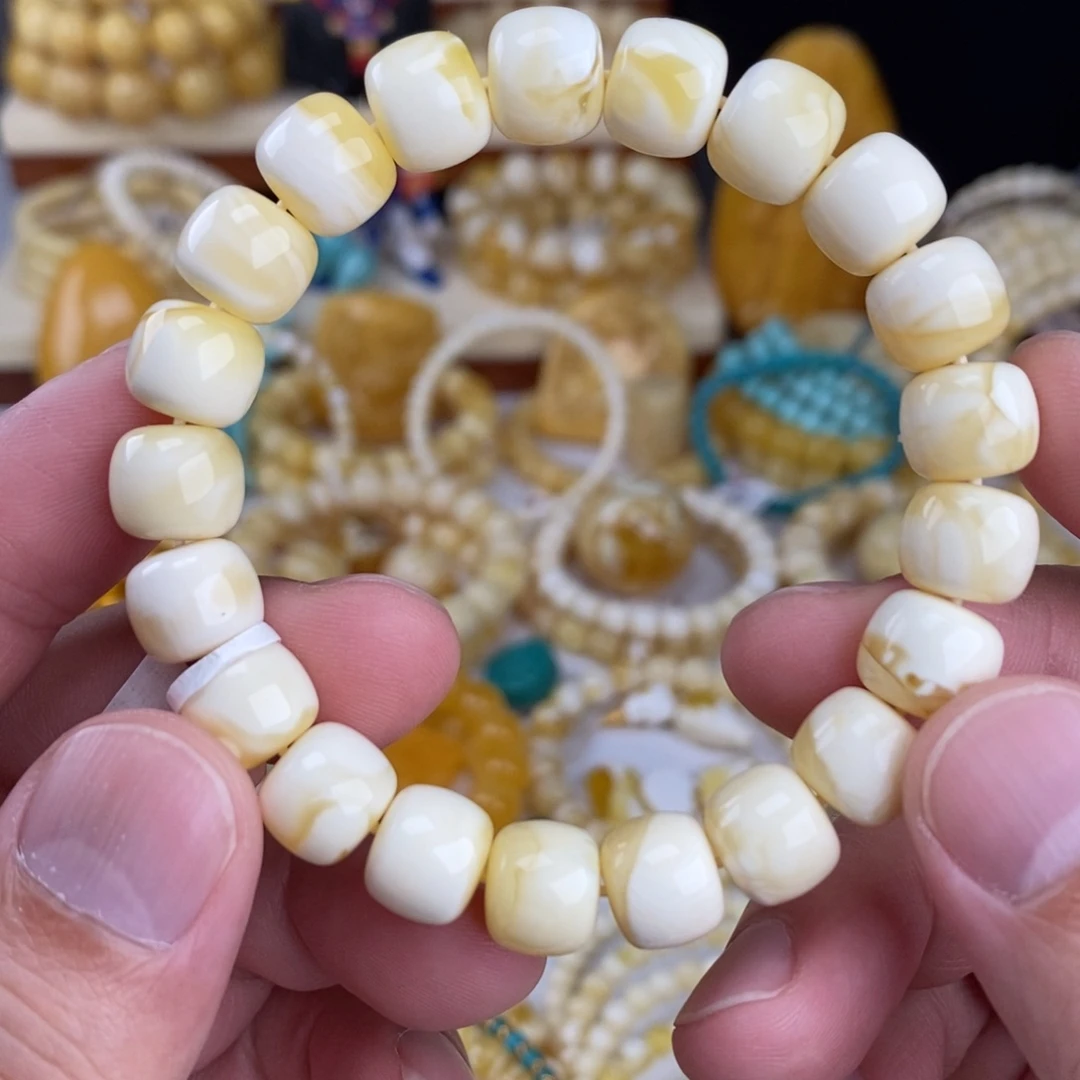 蜜蜡未镶嵌手链瓷白白蜡满白10.8mm