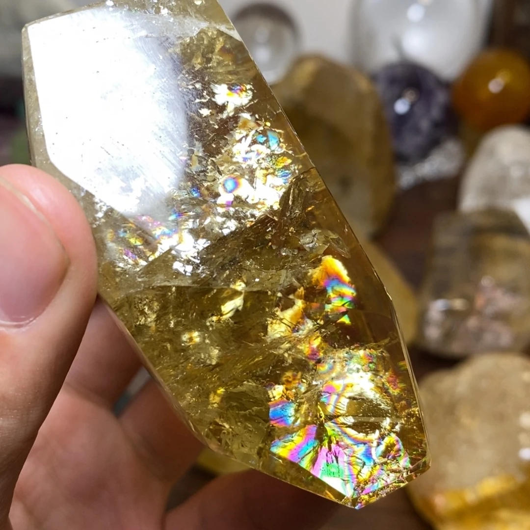 未镶嵌珠宝半成品黄晶天然暴彩黄水晶随形