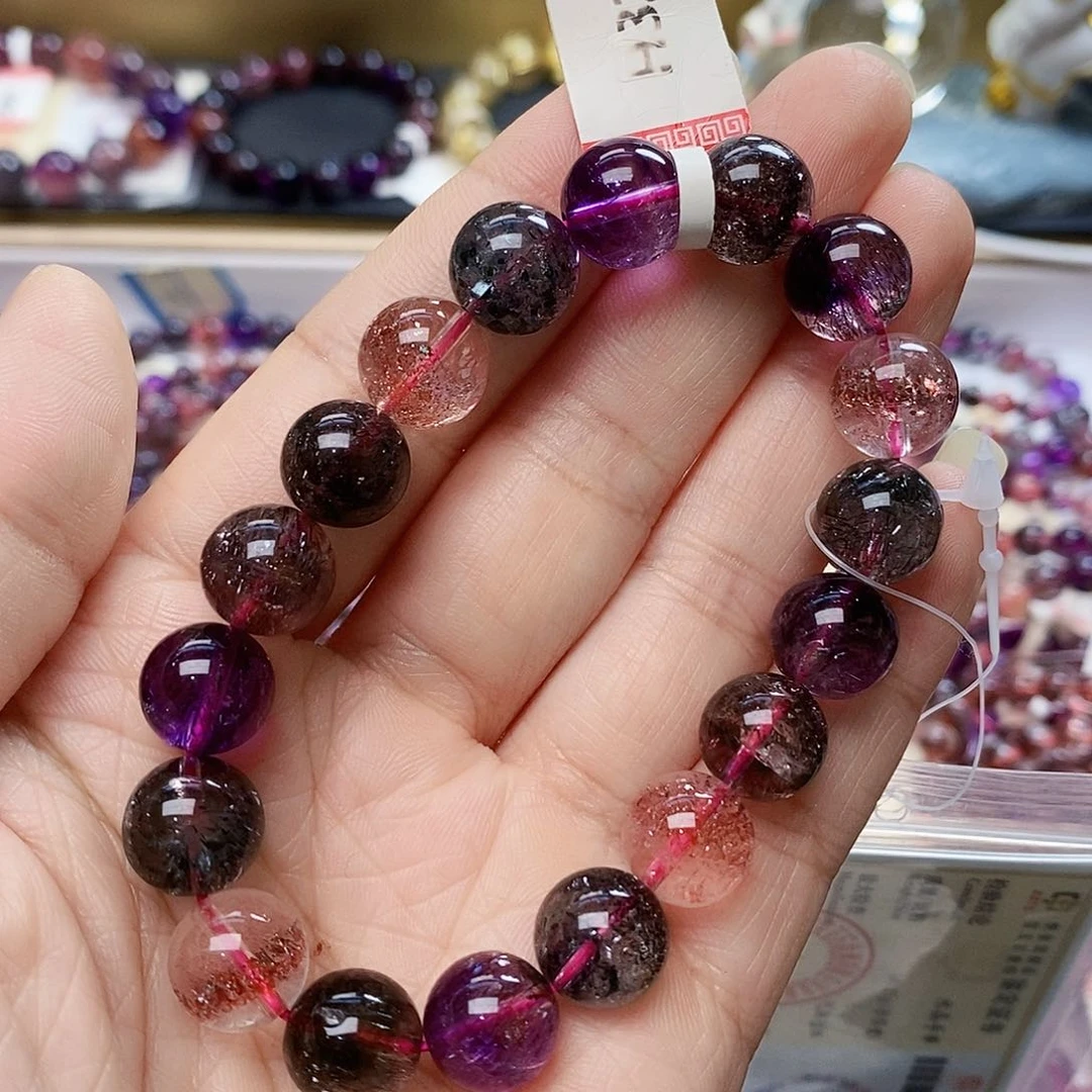 未镶嵌手链水晶11.5黑加仑超七H329