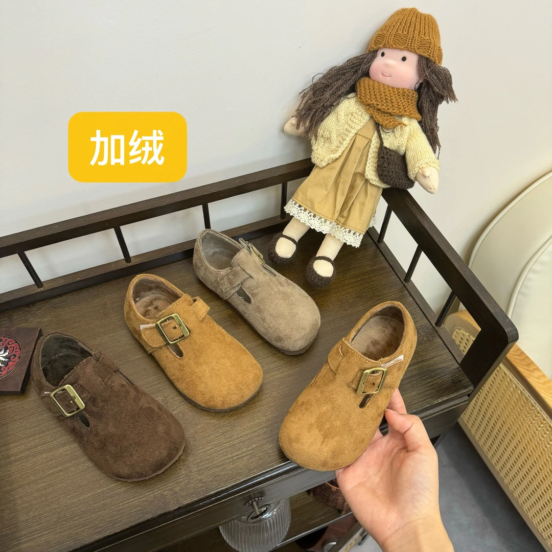 防滑儿童博肯鞋女童豆豆鞋时尚软底软面棉鞋男童博肯鞋儿童皮鞋