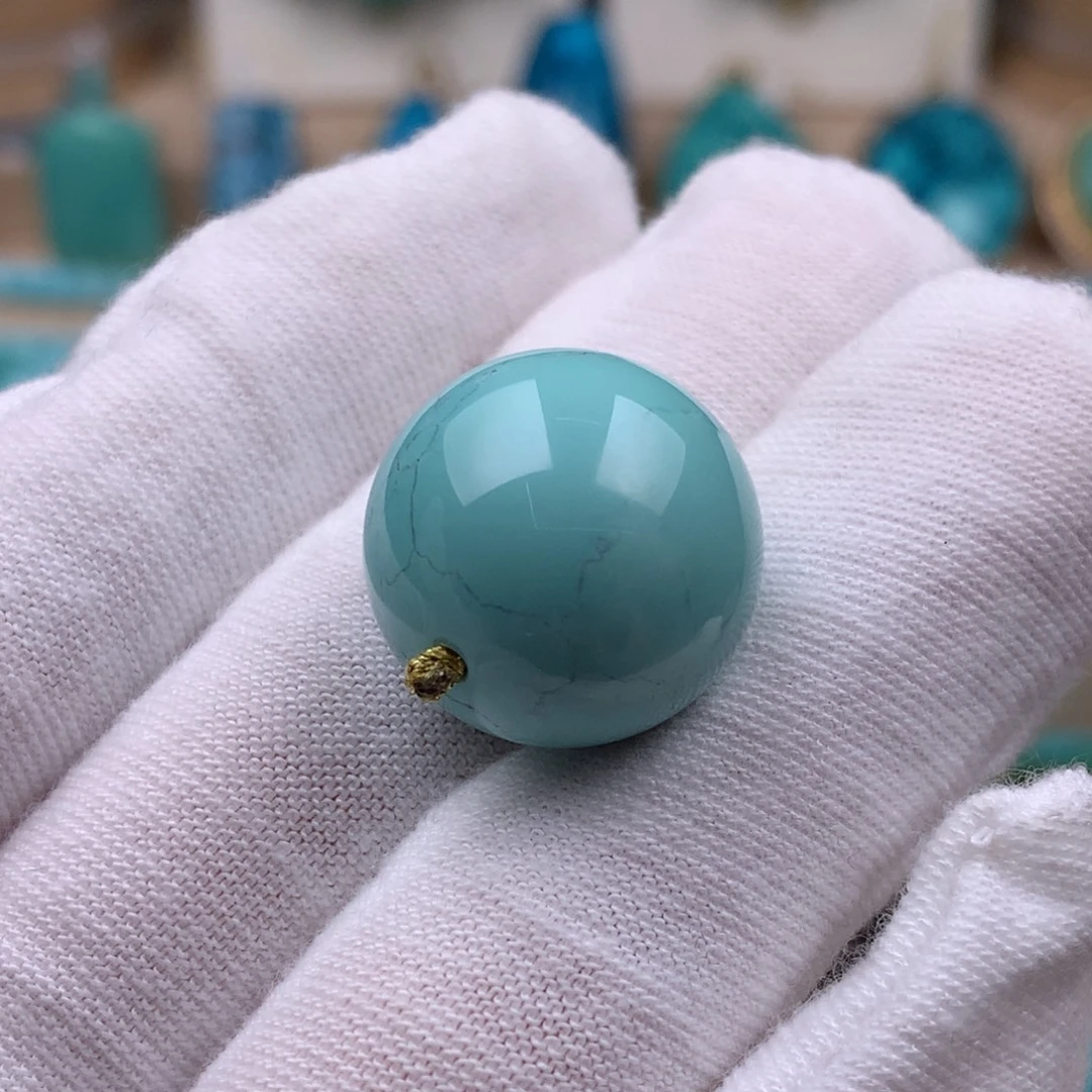 绿松石未镶嵌珠宝奇石直径18.7mm