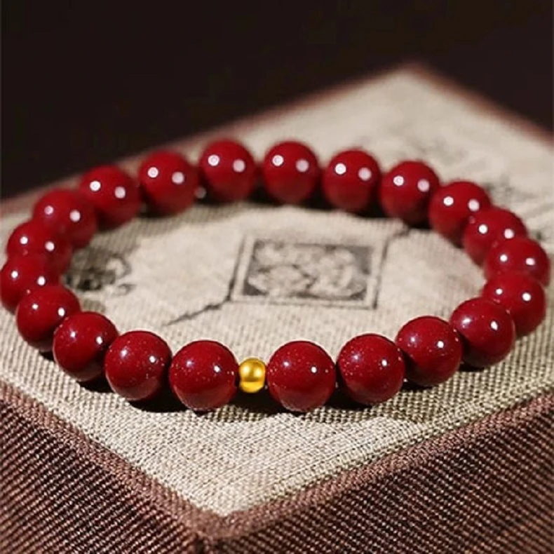 铜合金木质手链 配饰品朱砂手串珠砂隔珠紫金沙手饰饰品朱砂配饰