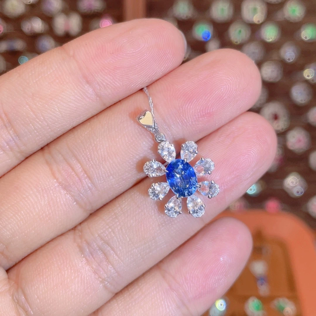 吊坠(不含链)蓝宝石18K金镶嵌1.46ct