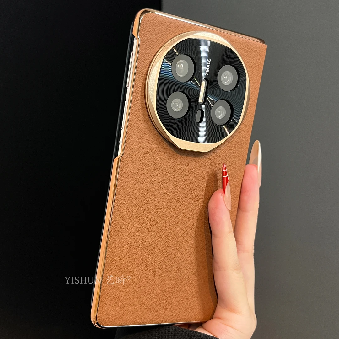 适用华为mateX6折叠屏手机壳新款高端真皮翻盖mateX5镜头支架保护