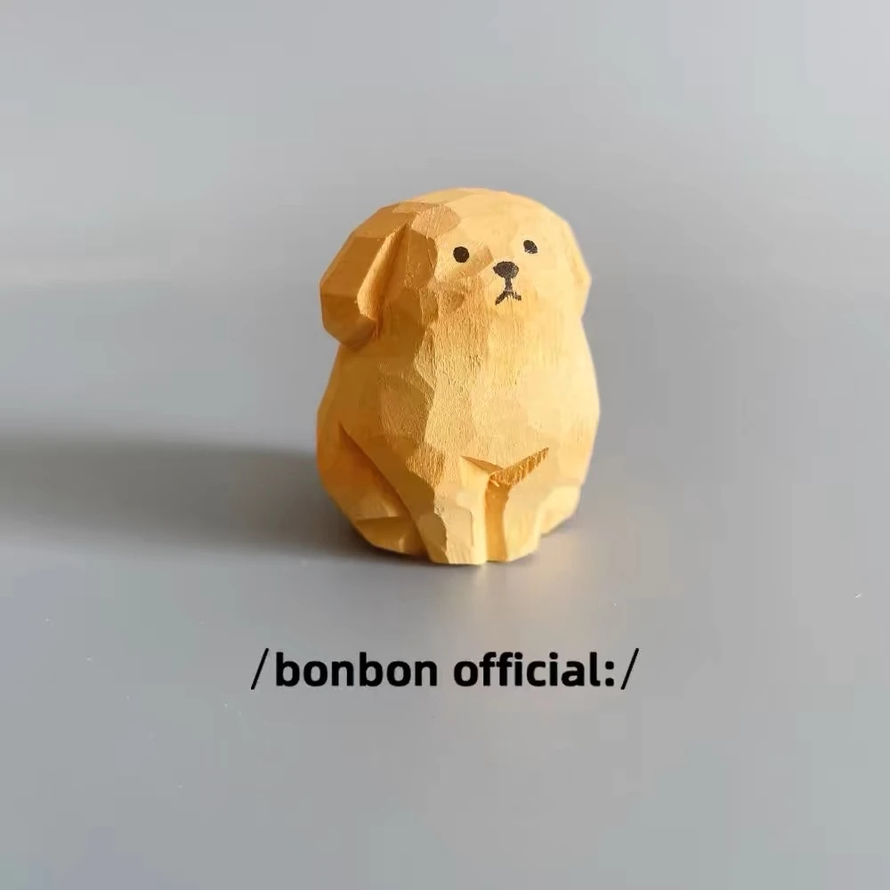 （福利）小猫小狗手工雕刻小木雕摆件可爱治愈办公室桌面汽车装饰