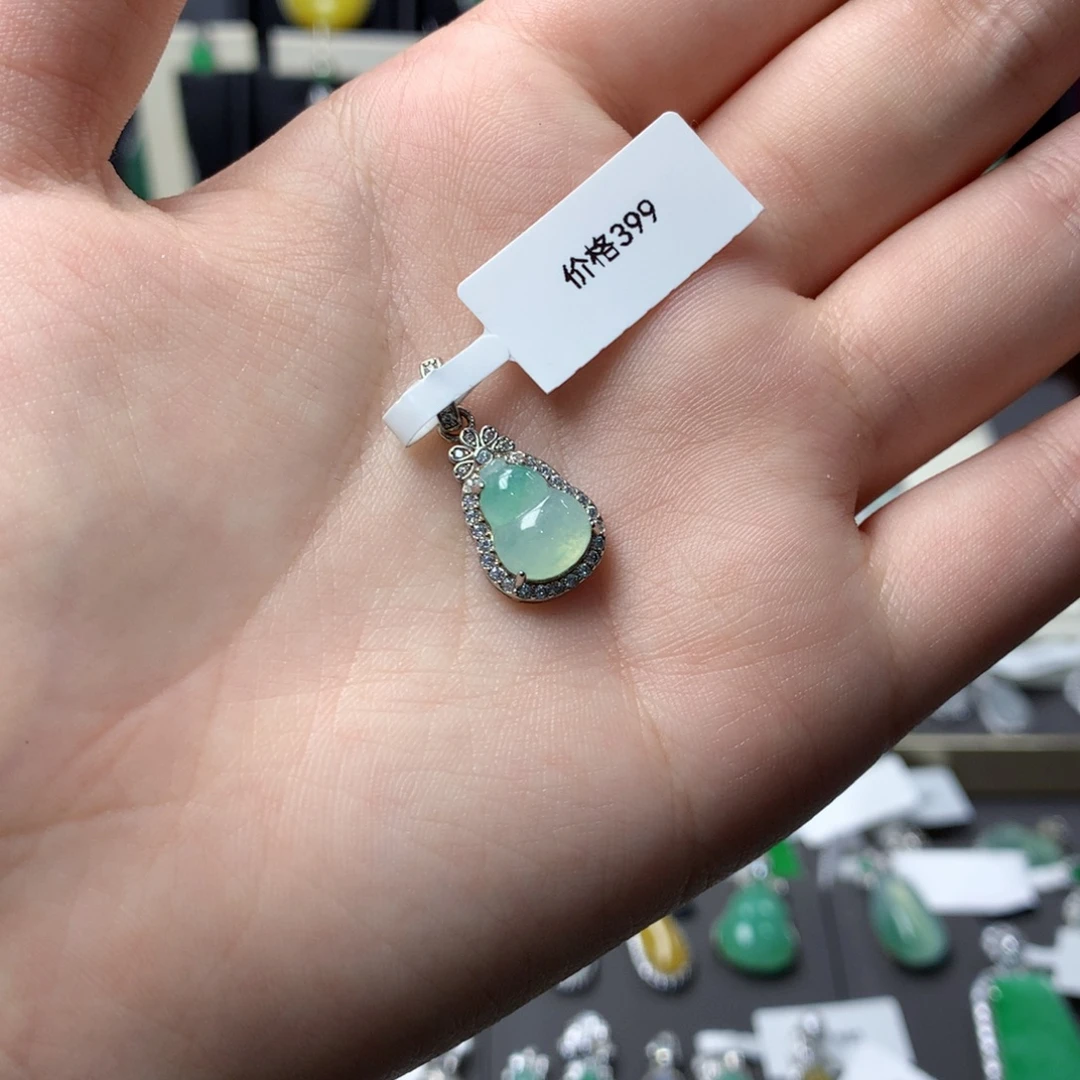 翡翠银S925镶嵌挂件