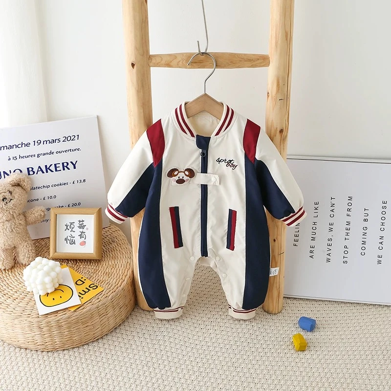 x【优选】婴儿春秋冲锋衣新生儿宝宝春秋装连体衣满月爬服sy