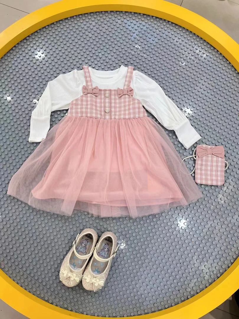 A字裙公主裙女长袖B类秋季连衣裙裙子女童春秋洋气假两件童装