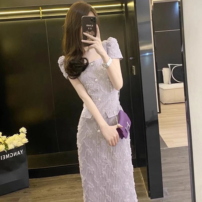 【安娜】微胖大码小香风后妈裙新款爆款气质中长款洋气连衣裙