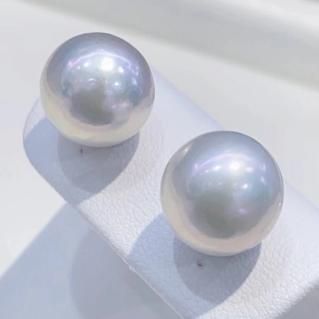 【小彤专属】【晚秋】淡水珍珠12-13mm耳钉正圆高光赛澳白RY8043