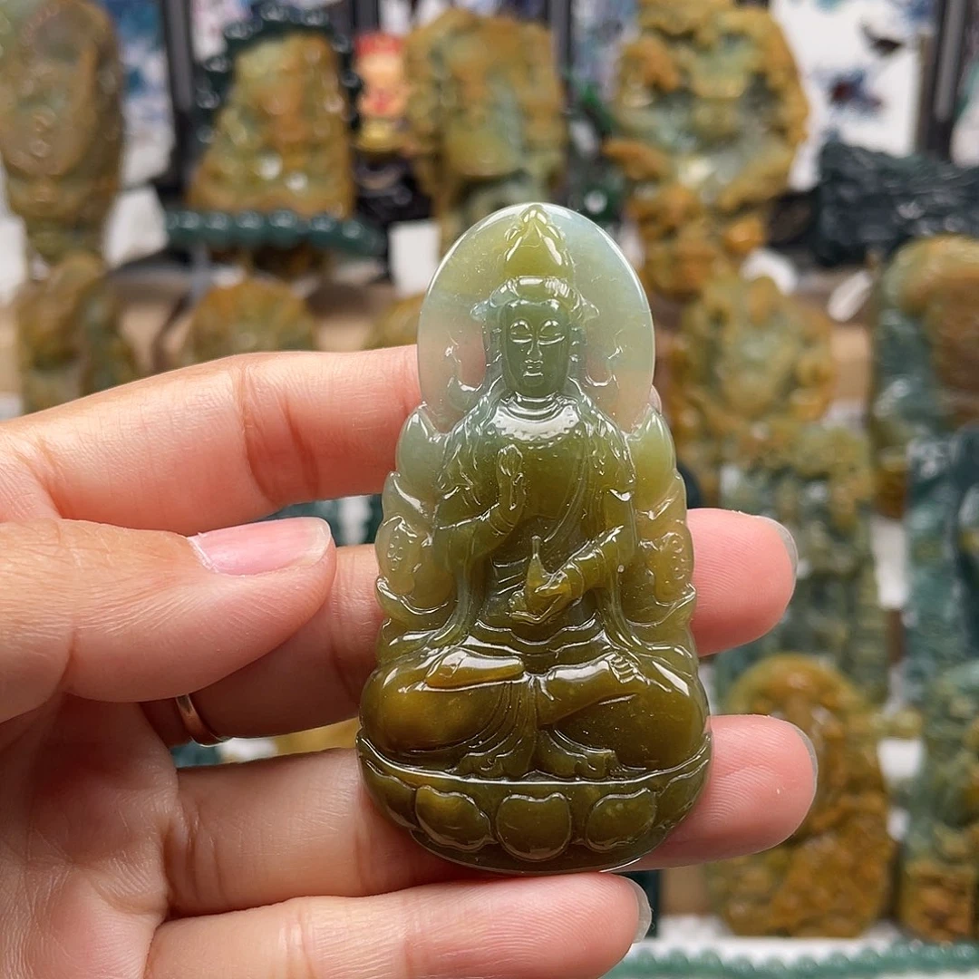 翡翠未镶嵌颈饰天然翡翠a货观音