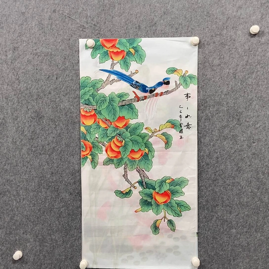 国画三尺工笔花鸟一副