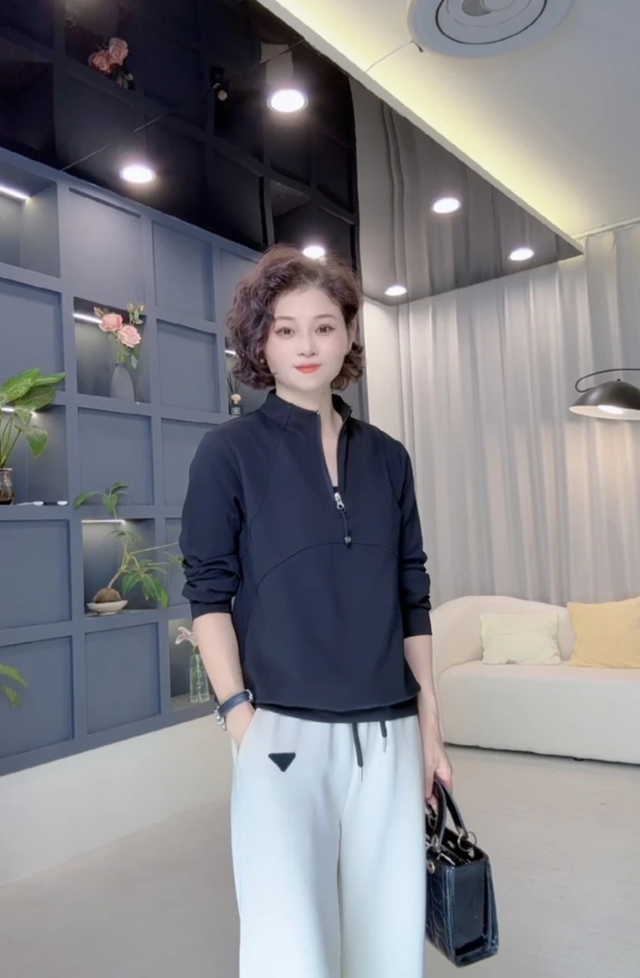 秋季新款半拉链立领卫衣上衣打底衫2519