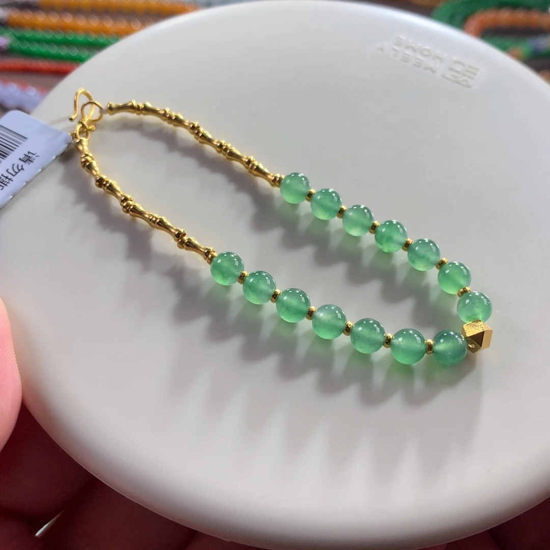 翡翠未镶嵌手链翡翠高冰冰翠绿卡5+